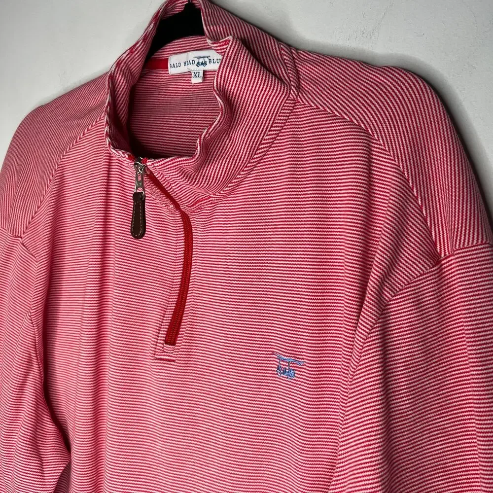 Bald Head Blues Red 1/4 Zip Stripe Pullover Size XL